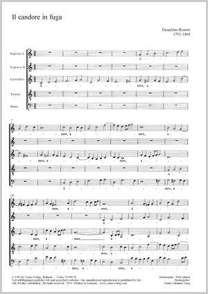Il candore in fuga Score, First edition