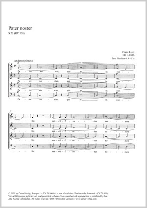 Pater noster Score, separate edition from a choral collection