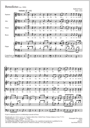Benedictus Partitur, Erstausgabe