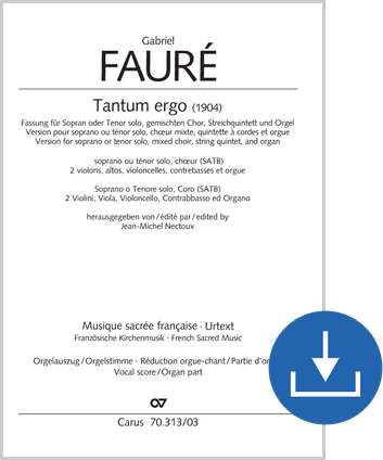 Tantum ergo en sol bémol majeur Réduction orgue-chant numérique (téléchargement), fichier pdf