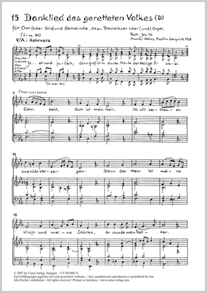 Danklied des geretteten Volkes Partitur, In dieser Ausgabe / in this edition: Coro SATB, 2 Tr, 2 Trb, (Org)