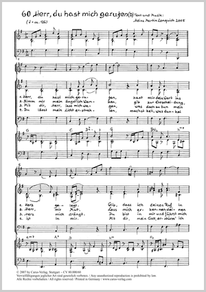 Herr, du hast mich gerufen Score, In dieser Ausgabe / in this edition: Coro 3stg, Tast
