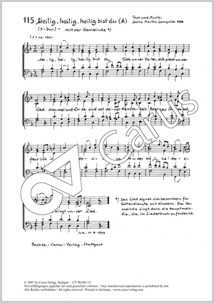 Heilig, heilig, heilig bist du Score, In dieser Ausgabe / in this edition: Coro SATB