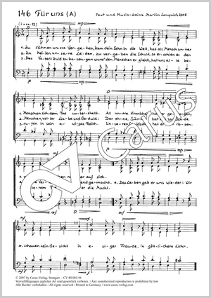 Für uns Score, In dieser Ausgabe / in this edition: Coro SATB