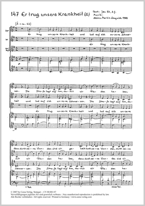 Er trug unsere Krankheit Partitur, In dieser Ausgabe / in this edition: Coro SATB, Tast