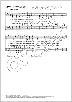 Emmaus Partitur, In dieser Ausgabe / in this edition: Coro SATB