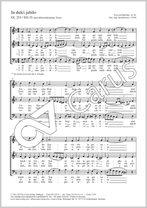 In dulci jubilo GL 253 / EG 35 Partitur, Einzelausgabe aus Chorbuch