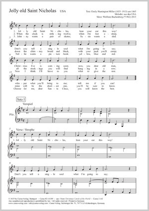 Jolly old Saint Nicholas Score, separate edition from a choral collection