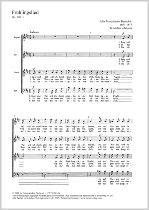 Felix Mendelssohn Bartholdy: Frühlingslied - Noten | Carus-Verlag