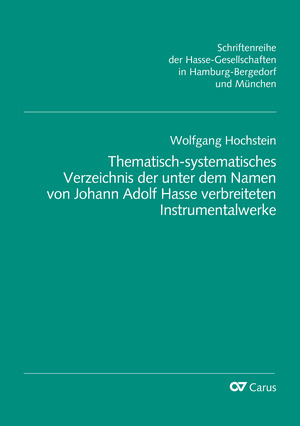 Thumbnail: Wolfgang Hochstein: Hasse Studies, special series vol. 5: Thematic-systematic Catalog of instrumental works circulated under the name of Johann Hasse