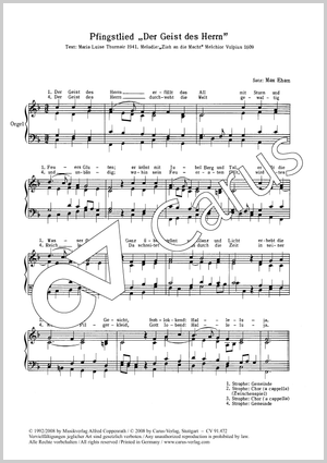 Pfingstlied Partitur