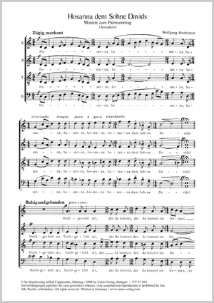 Hosanna dem Sohne Davids Partition