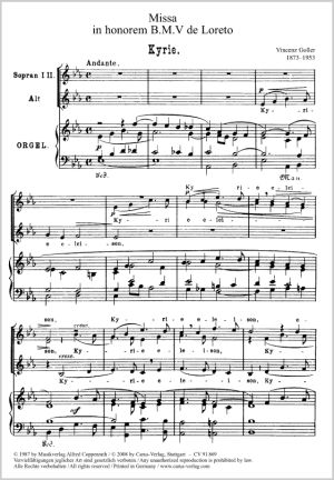 Missa in honorem B. M. V. de Loreto Partition