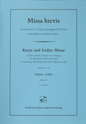 Missa brevis (Kurze und leichte Messe) in honorem S. Aloisii Gonzagae Conducteur