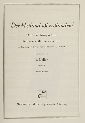 Goller, Der Heiland ist erstanden - Noten | Carus-Verlag