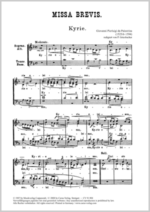 パレストリーナ ミサ・ブレヴィス Missa Brevis Palestrina パレストリーナ 「ミサ・ブレヴィス」 タリス・スコラーズ