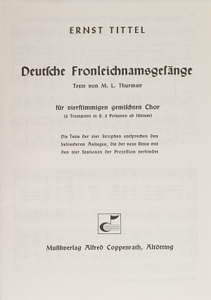 Deutsche Fronleichnamsgesänge Partition