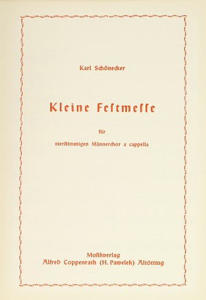 Karl Schönecker: Kleine Festmesse - Noten | Carus-Verlag