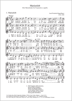 Marienlob Drei Marienlieder für Frauenchor a capella Score