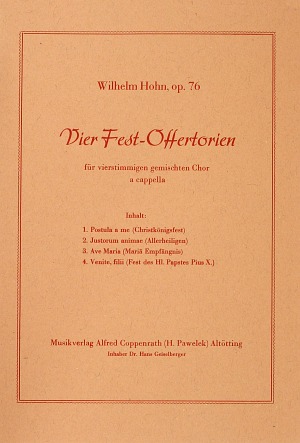 Hohn: Vier Fest-Offertorien - Sheet music | Carus-Verlag