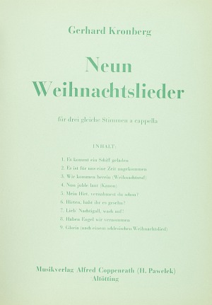 Kronberg: Neun Weihnachtslieder Score
