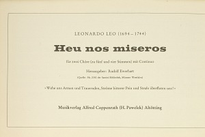 Leonardo Leo: Heu nos miseros - Noten | Carus-Verlag