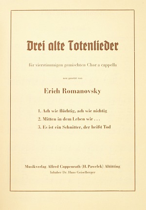 Romanovsky: Drei alte Totenlieder - Noten | Carus-Verlag