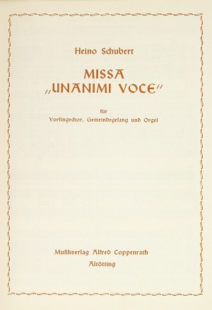 Heino Schubert: Missa Unanimi voce - Noten | Carus-Verlag