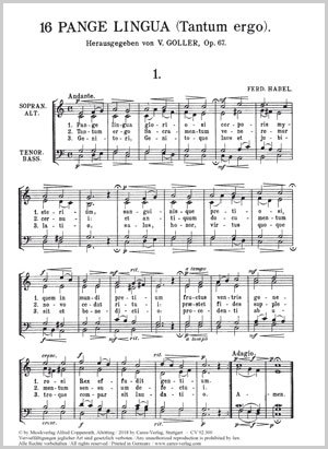Goller, 16 Pange lingua (tantum ergo) Partition