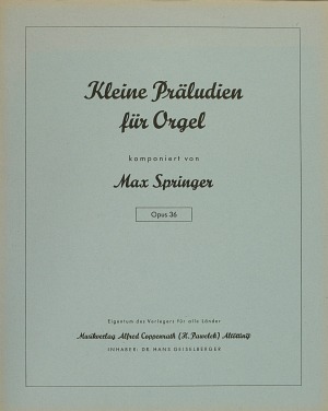 Max Springer: Kleine Präludien für Orgel - Noten | Carus-Verlag