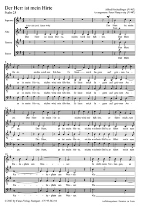 Alfred Hochedlinger / Peter Planyavsky (arr.): Der Herr ist mein Hirte - Noten | Carus-Verlag
