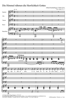 Die Himmel rühmen die Herrlichkeit Gottes Psalm 19 Conducteur