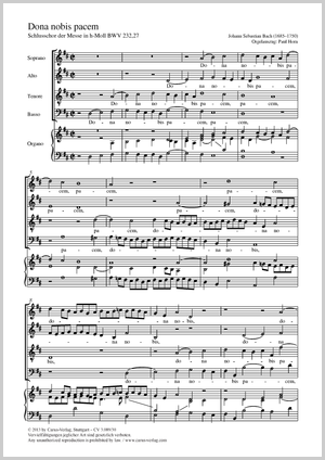 Johann Sebastian Bach Dona Nobis Pacem Full Score Separate