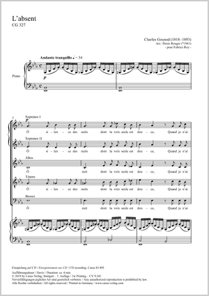 Charles Gounod L039absent Full Score Carus Verlag - 