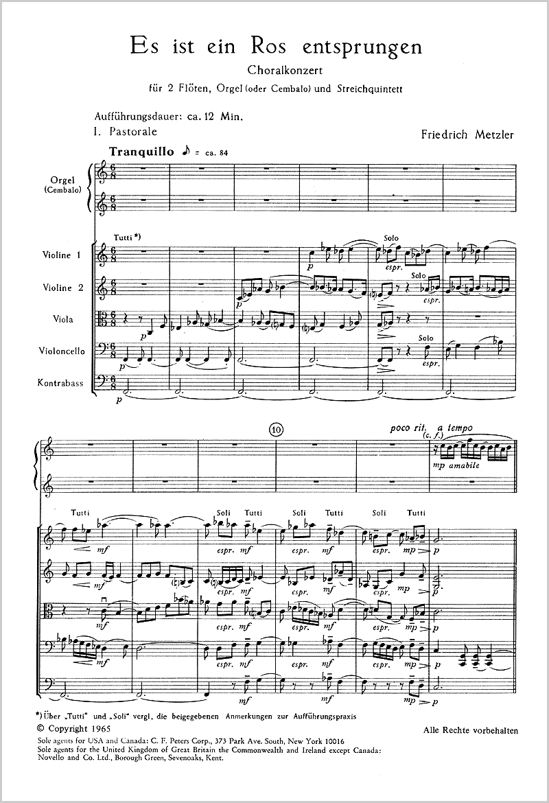 Es ist ein Ros´ entsprungen - Score