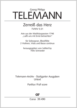 Telemann Zerreiß das Herz Noten