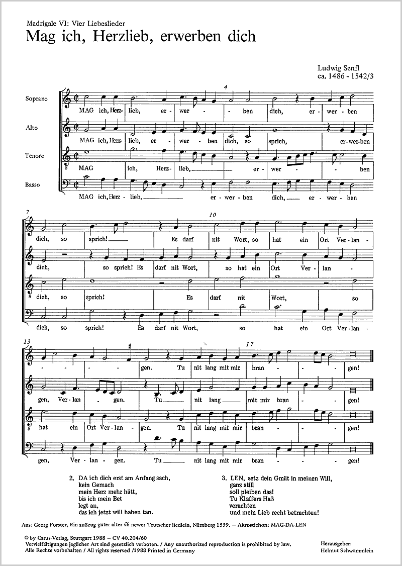 vier madrigale liebeslieder von hassler senfl steurlein full sweeney todd epiphany sheet music