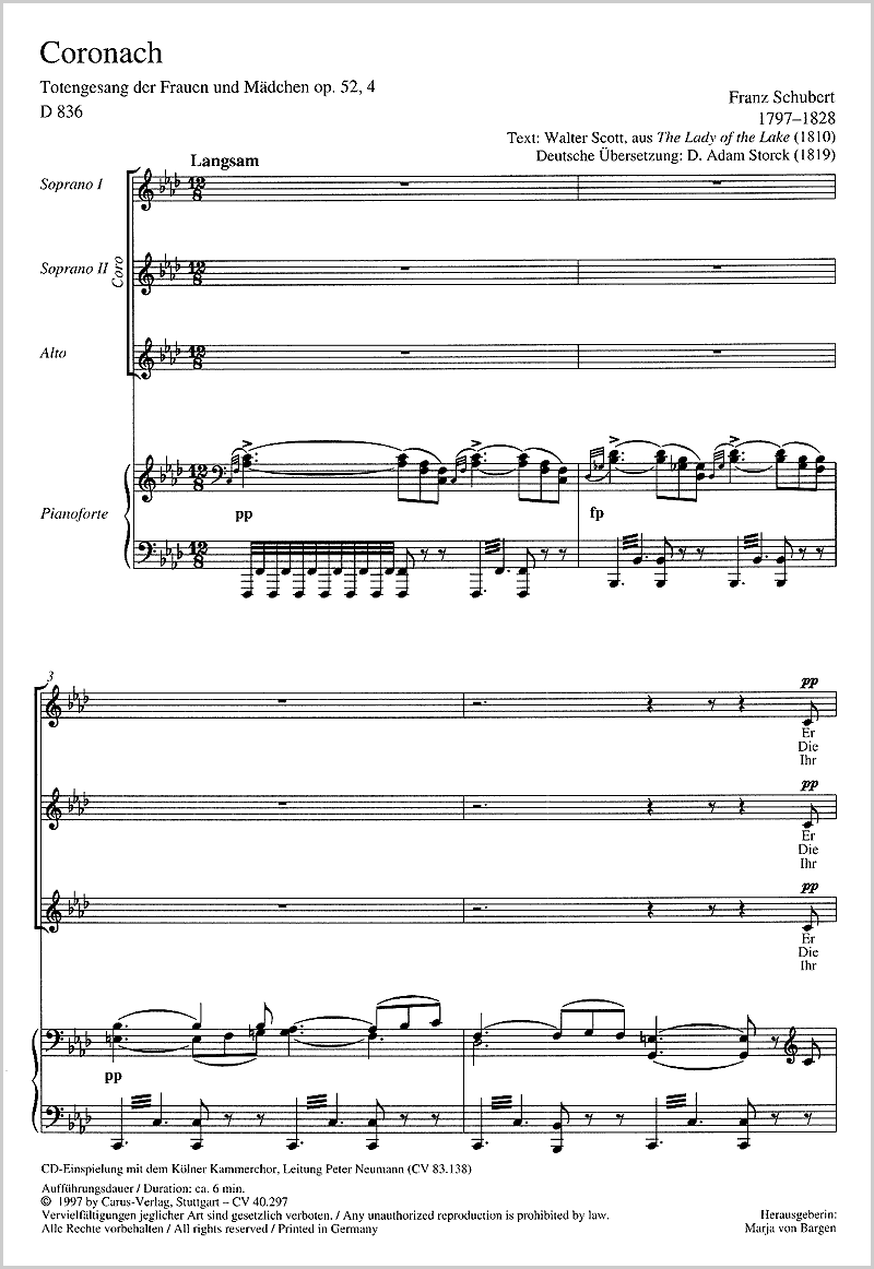 Franz Schubert He Is Gone On The Mountain Full Score Carus Verlag