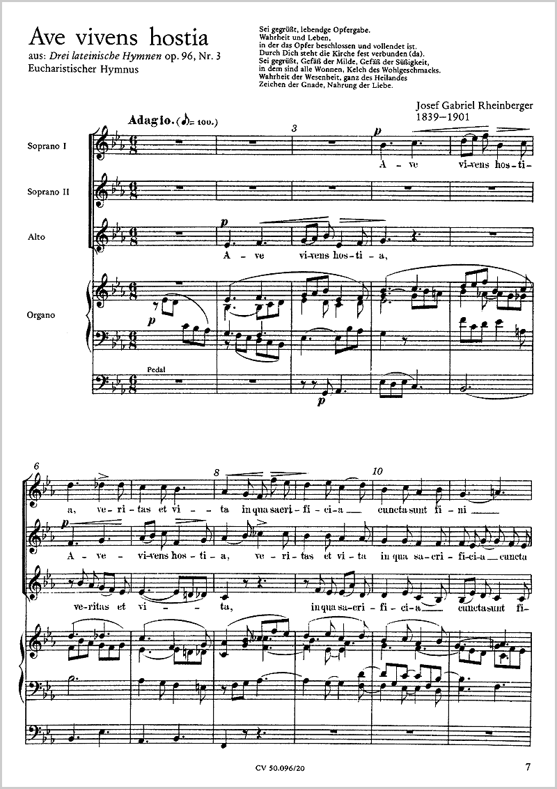 rheinberger adoramus te ave vivens hostia full score carus verlag adoramus te sheet music